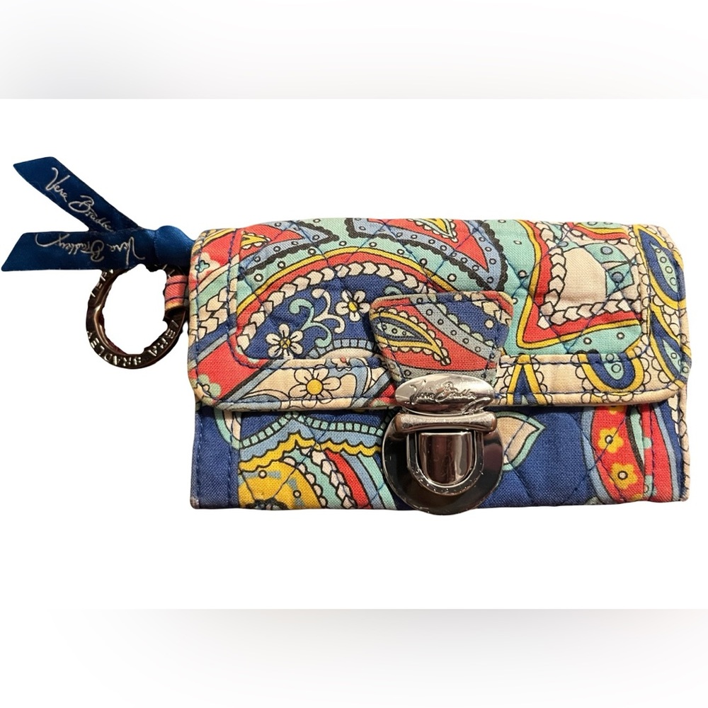 Vera Bradley Marina Paisley Quick Swipe ID Holder Key Ring Wallet Wristlet